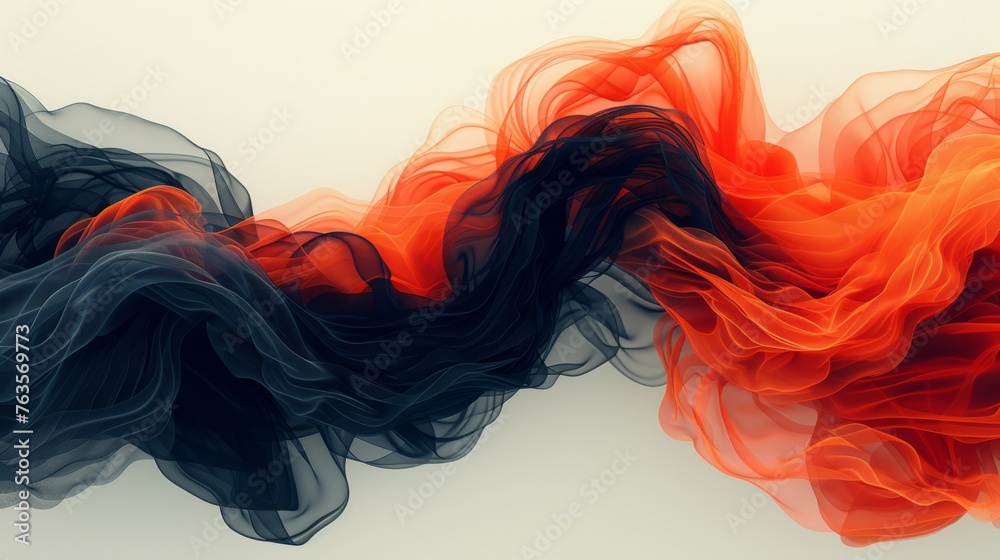  a red and a black wave of smoke on a white background with space for the text on the left side of the image.