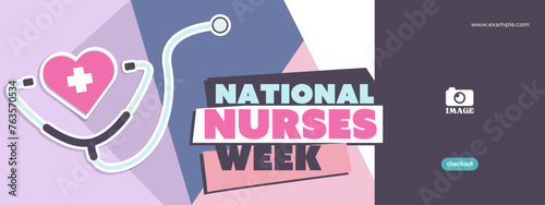 National nurses week flat design. Banner template for annual greetings in the United states.