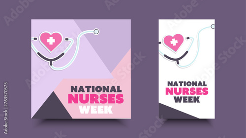 National nurses week flat design. Social media template for annual greetings in the United states.