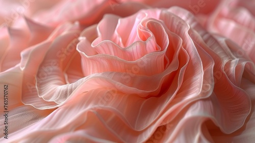  a close up of a pink flower on a bed of pink ruffles on a bed of white sheets. © Shanti