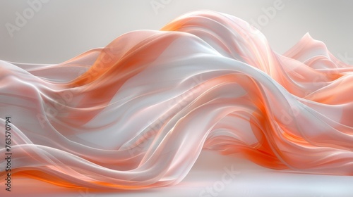  an abstract image of a flowing white and orange fabric on a gray background with room for a textural image.