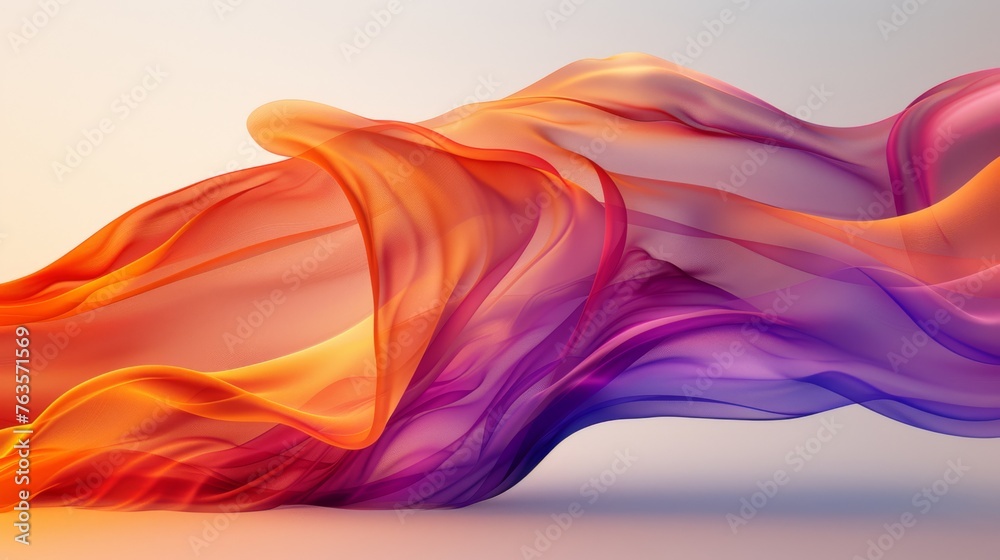 a multicolored wave of flowing fabric on a gray background with a soft light reflection on the bottom of the image. a multicolored wave of flowing fabric on a gray background with a soft light reflection on the bottom of the image.