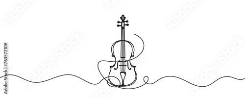 One continuous drawing of a violin. stringed musical instruments. Vector illustration