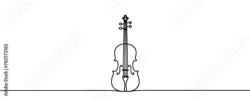 One continuous drawing of a violin. stringed musical instruments. Vector illustration