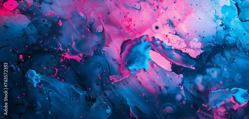 An image of a mottled background where electric blue and neon pink collide, creating a lively scene reminiscent of urban neon lights