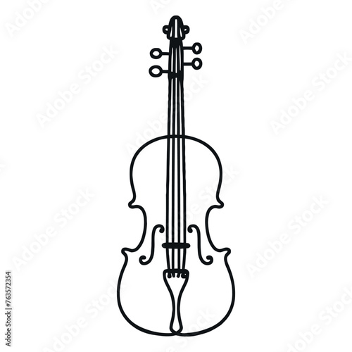 One continuous drawing of a violin. stringed musical instruments. Vector illustration