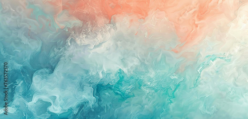 An image of a mottled background where pastel coral seamlessly blends into a soft teal, evoking the gentle transition of colors at sunrise photo