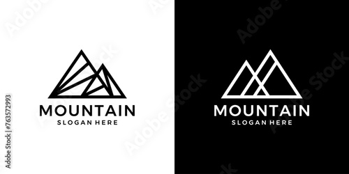 Abstract mountain logo design template. Peak logo with line style design graphic vector. Symbol, icon, creative.