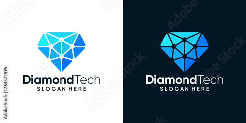 Diamond logo design template with abstract dot, molecule and network Internet system logo graphic design vector. icon, symbol, creative.