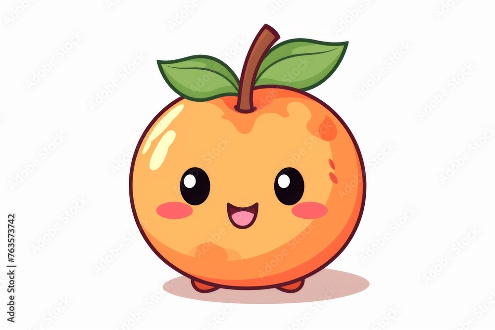 cute peach. Kawaii character on white background cute peach. Kawaii character on white background