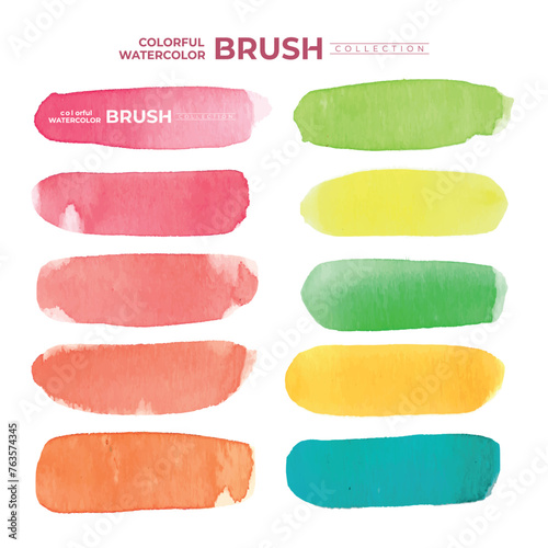 Colorful watercolor brush collection
