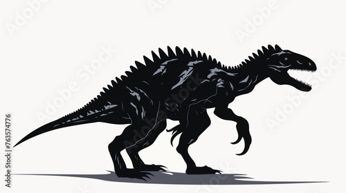 Black silhouette of dilophosaurus flat style vector