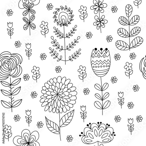 Hand draw seamless pattern floral elements. Arabic, oriental, indian motiv. Hand draw vector illustration