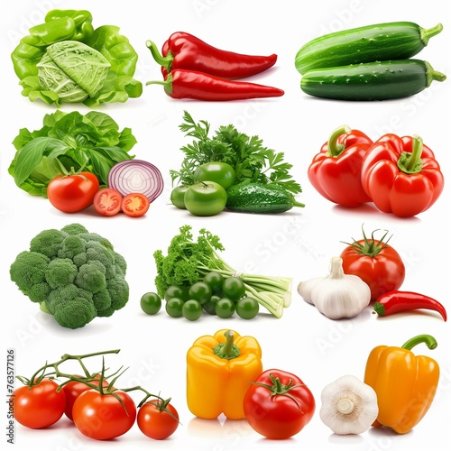 Fresh Organic Vegetables Assortment on White Background for Healthy Eating.