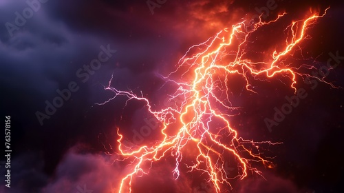 Lightning in the dark, thunderstorm. 3D illustration.