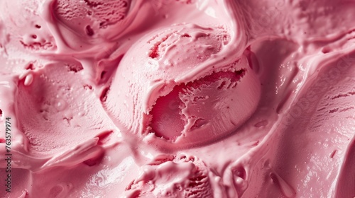 Strawberry ice cream close-up texture