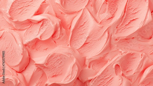 Creamy strawberry ice cream texture close-up
