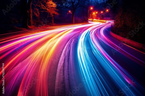 Abstract high speed technology motion blurred concept  dynamic colourful scene