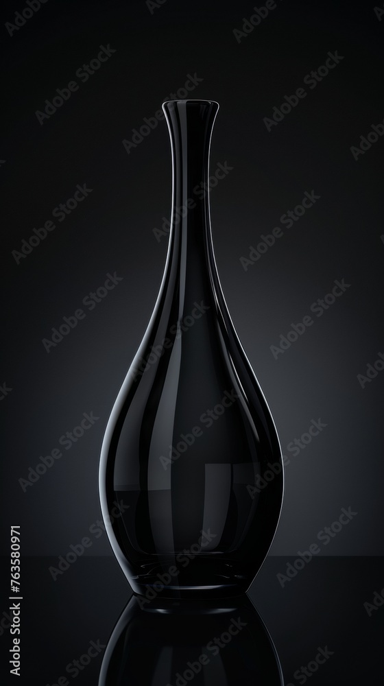 Elegant black glass vase on dark background Elegant black glass vase on dark background