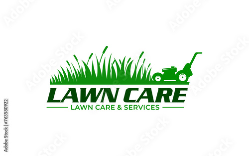Illustration vector graphic of lawn care, landscape services, grass care concept logo design template
