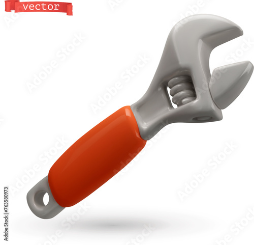 Adjustable wrench, spanner 3d vector icon © Natis