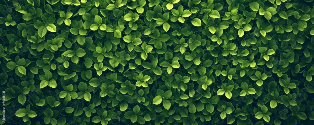 Seamless pattern of vibrant green clover leaves creating a natural backdrop - obrazy, fototapety, plakaty 