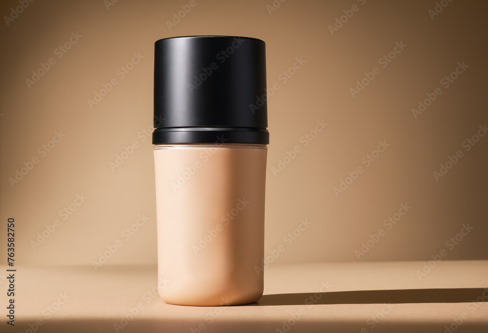 A skin care cream container presented against a neutral beige background, highlighting its sleek design. cosmetic product presentations, beauty blogs, or skincare marketing materials A skin care cream container presented against a neutral beige background, highlighting its sleek design. cosmetic product presentations, beauty blogs, or skincare marketing materials