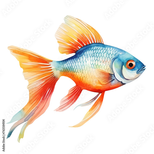Energetic goldfish in watercolor brilliance
