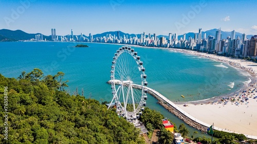 Balneário Camboriú-aerial landscape along the edge of Balneário Camboriú, north view, SC photo