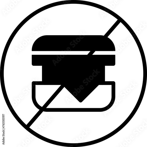 No Eating No Food, Fasting, Restricted Eating, No Snacks, Dietary Restriction, No Meals, Icon, Vector, Design photo