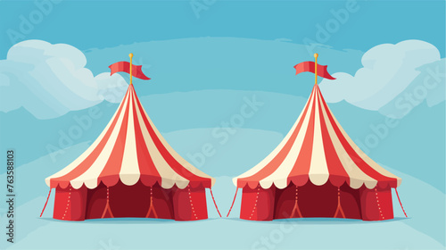circus tent tops. red and white stripes flag on top
