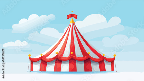 circus tent tops. red and white stripes flag on top