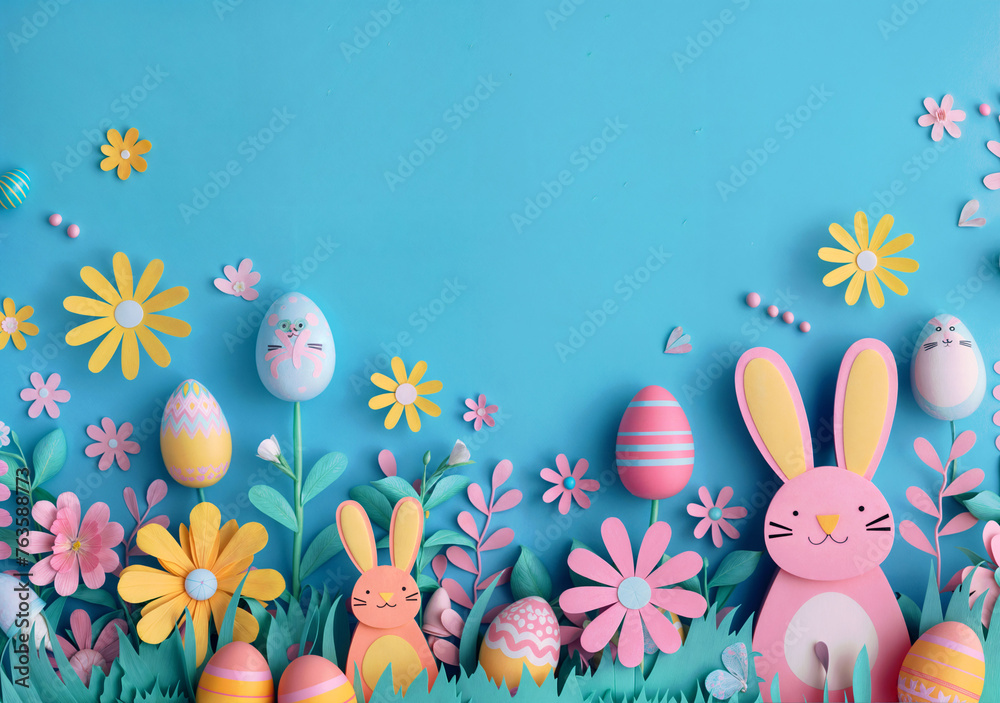 Easter Poster Banner Cover Paper Artwork Background for Greeting or Social media Post. Neo Art Cards E V 9 5 