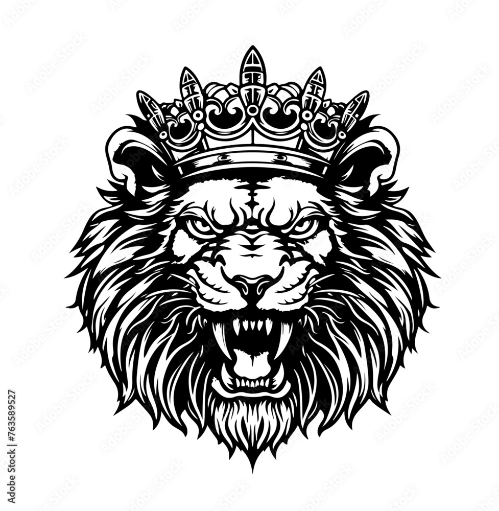 Löwe Krone Tier Kopf Löwenkopf Majestätisch Gym Power Motivation Beast Vektor