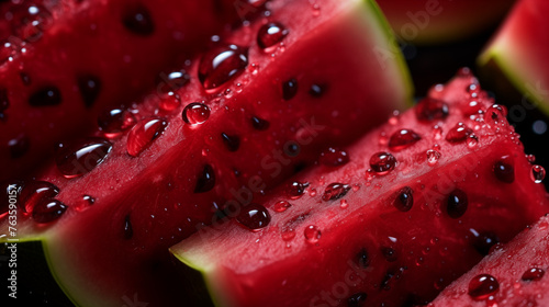 Juicy Watermelon Wedges with Glistening Droplets