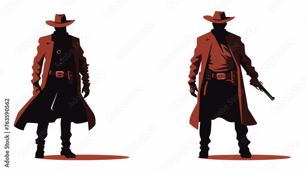 Cowboy or bandit from western contour silhouette 