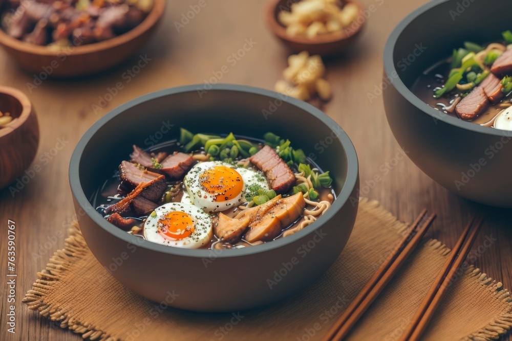 Ramen japonais servi sur table au japon