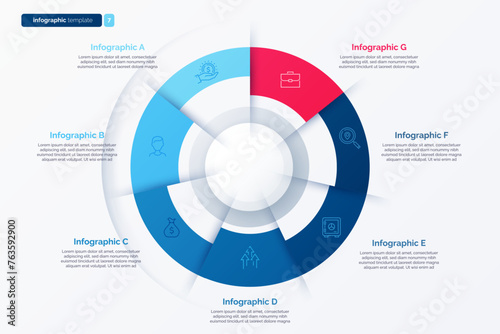 Seven option cycle infographic chart. Vector illustration