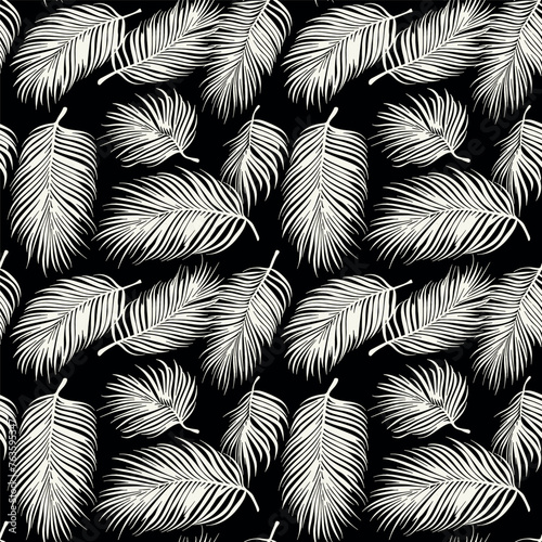 Vector seamless pattern. Modern repeating floral texture. Fancy print with palm leaves. Can be used as swatch for Illustrator.