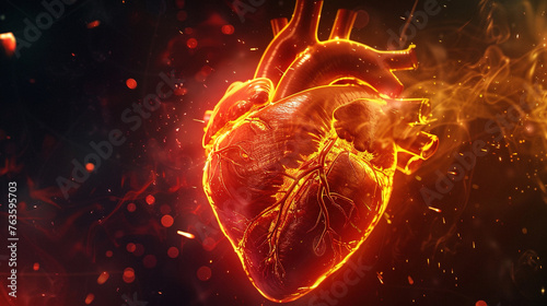 Optimized heart function, myocardial health, strong cardiac muscles, clear coronary arteries photo