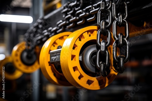 The raw power and durability of an industrial hoist chain captured in close-up photo