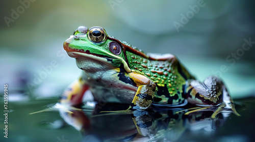 Amphibian, vivid frog detail, high contrast, saturated colors, ambient lighting