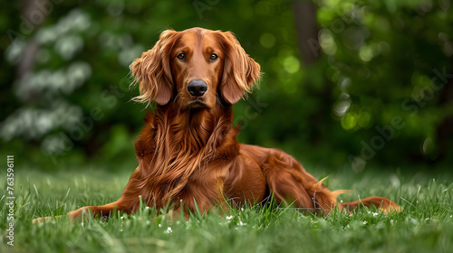 Irish Setter Dog: A Vivid Portrayal of Nature, Athleticism and Canine Elegance photo