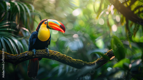 Rainforest birds, vibrant exposure, high saturation, focal lock photo