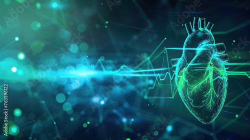 Cardiac coherence, rhythmic heartbeat visualization, stable pulse glow, stress-free heart health