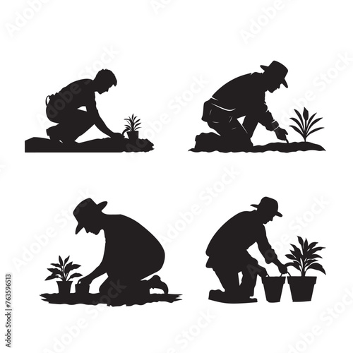 Gardener Tending Silhouette