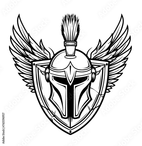 Spartaner Helm Gladiator Griechisch Wappen Sparta Logo Krieger Symbol Vektor