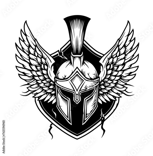 Spartaner Helm Logo Krieger Vektor Gladiator Wappen Sparta Vektor