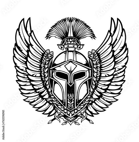Spartaner Helm Wappen Sparta Logo Krieger Symbol Vektor Gladiator