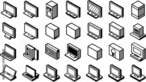 Desktop computer icon vector isolated